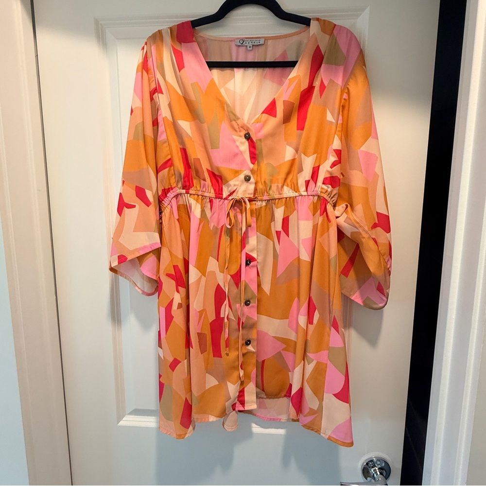 Collection by Cezele Colorful Geometric Button-Front Dress